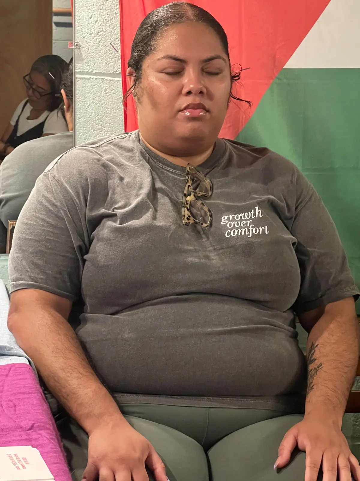 Participant resting during a wellness session